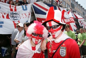 WORLD CUP 2006. England fans in the square for build up to Trini