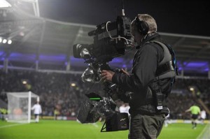 File photo of Setanta Sports cameraman working during English Premier League match between Hull City and Tottenham Hotspur