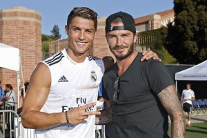Cristiano-Ronaldo-of-Real-Madrid-and-former-player-David-Beckham-pose-after-a-training-session-at-UCLA-Campus-2103871