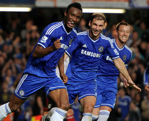 mikel delights in first epl goal