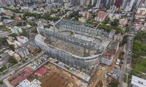 An aerial view of the Arena da Baixada stadium in Curitiba, taken in October