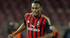 AC Milan's Essien controls the ball during their Italian Serie A soccer match against Napoli in Naples