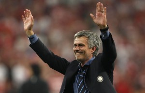 Inter Milan's manager Mourinho celebrates after their Champions League final soccer match victory  against Bayern Munich in Madrid