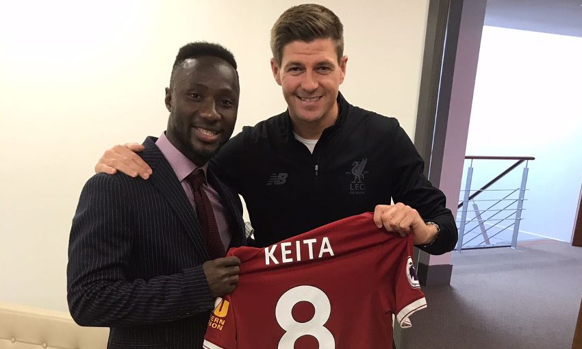 Naby Keita and Steven Gerrard