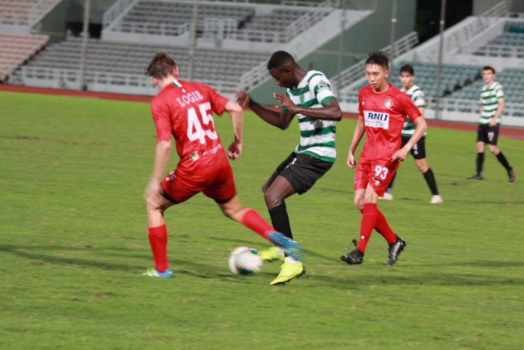 Felix Adzayi in action against Cas de Portugal.
