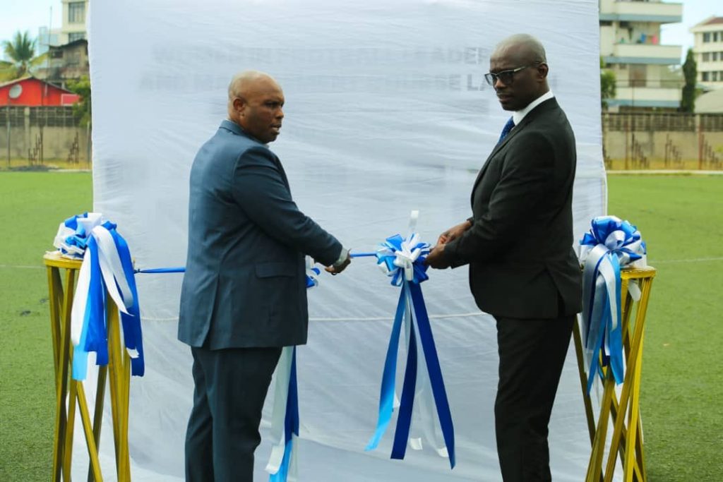 The president of Tanzania FA Wallace Karia (left) and Burundian one Reverien Ndikuriye launching the seminar.