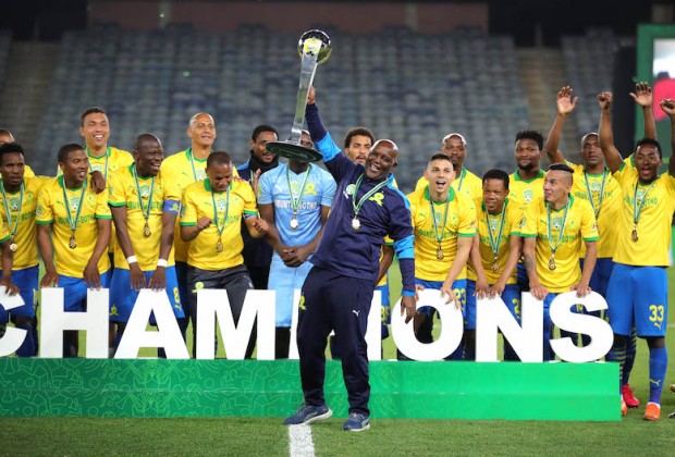 Mamelodi Sundowns celebrating Nedbank Cup title.