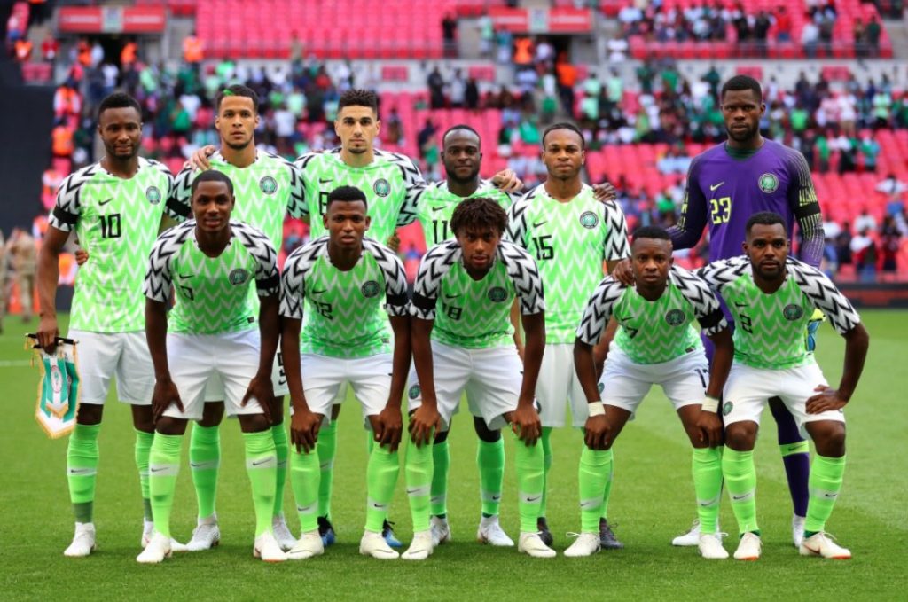 Nigeria Super Eagles team who played against England in June 2018.