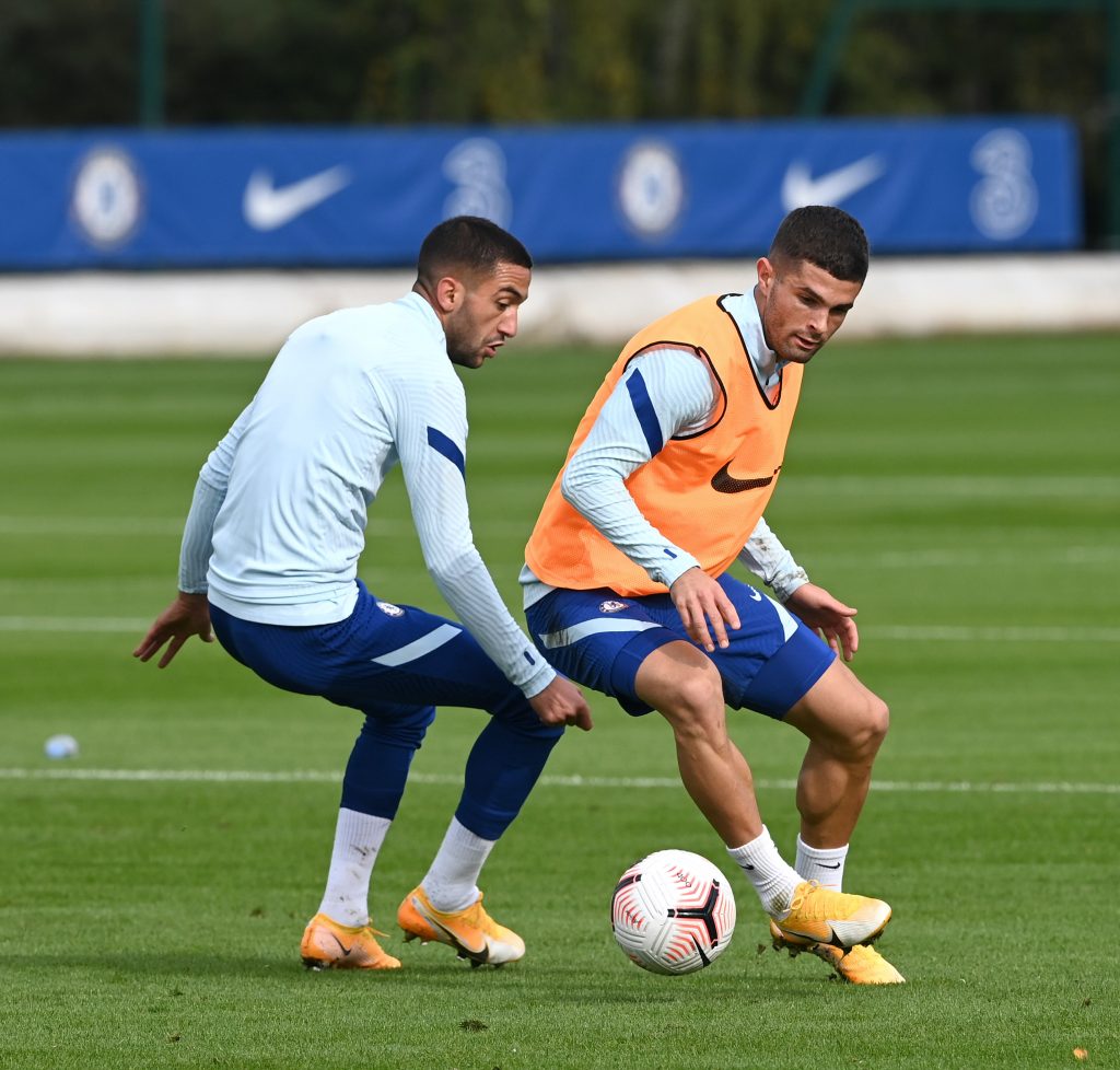 Hakim Ziyech and Christian Pulisic trains ahead of Southampton game in Cobham