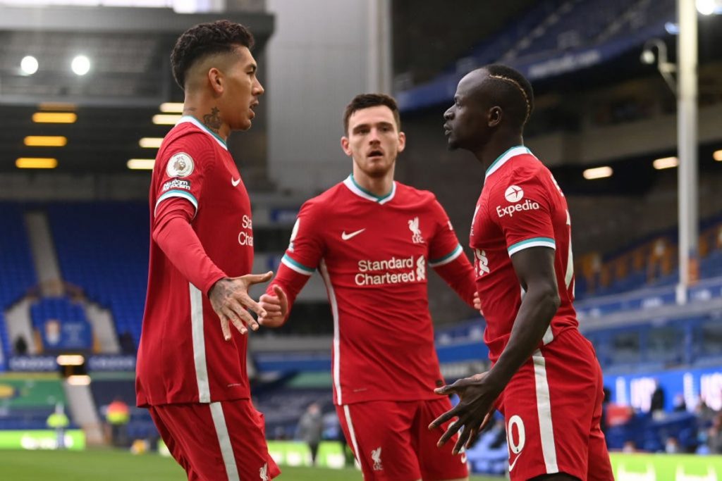 Firmino, Robertson and Sadio Mane.