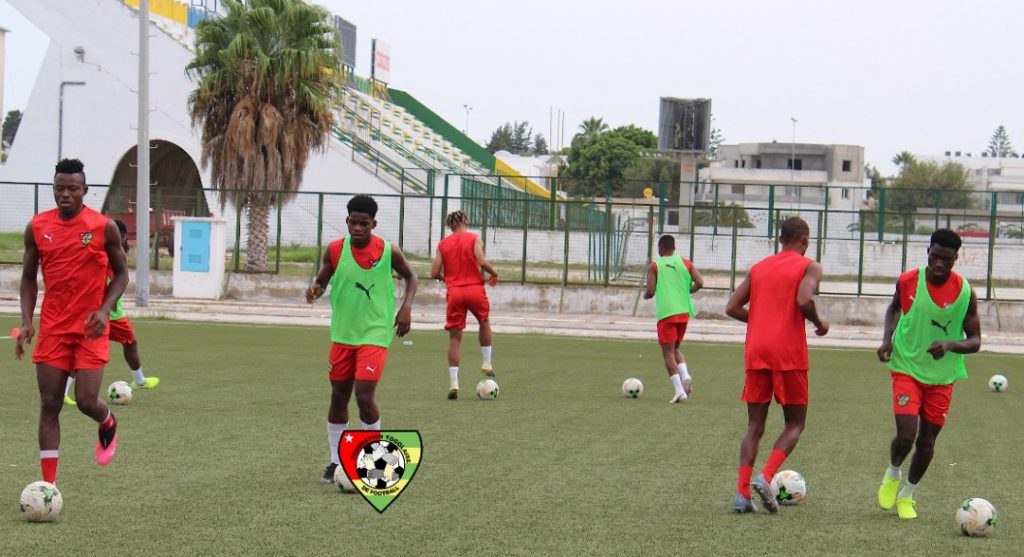 A picture of Monday's training session of Togo. Credit : FTF