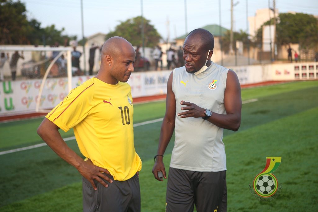 Black Stars captain Andre Ayew with coach CK Akonnor.
