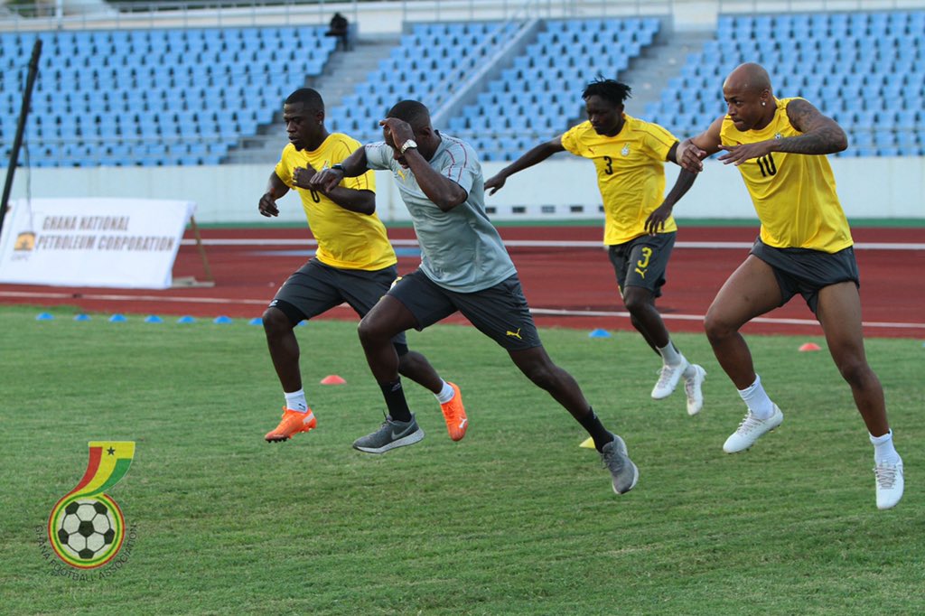 Andre Ayew and teammates during Tuesday's training session for Ghana vs Sudan game.