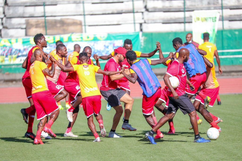 Simba SC doing last warm up before Plateau United game.