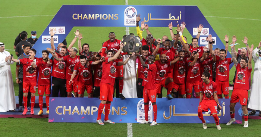 Al-Duhail celebrating the Qatar Stars League title.