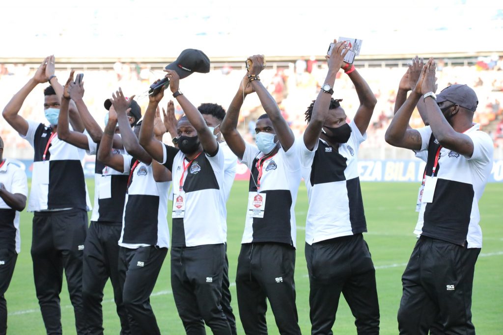 TP Mazembe players at their arrival at Benjamin Mkapa Stadium.