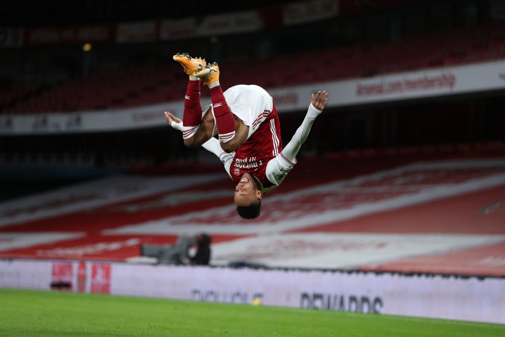 Aubameyang celebrating.