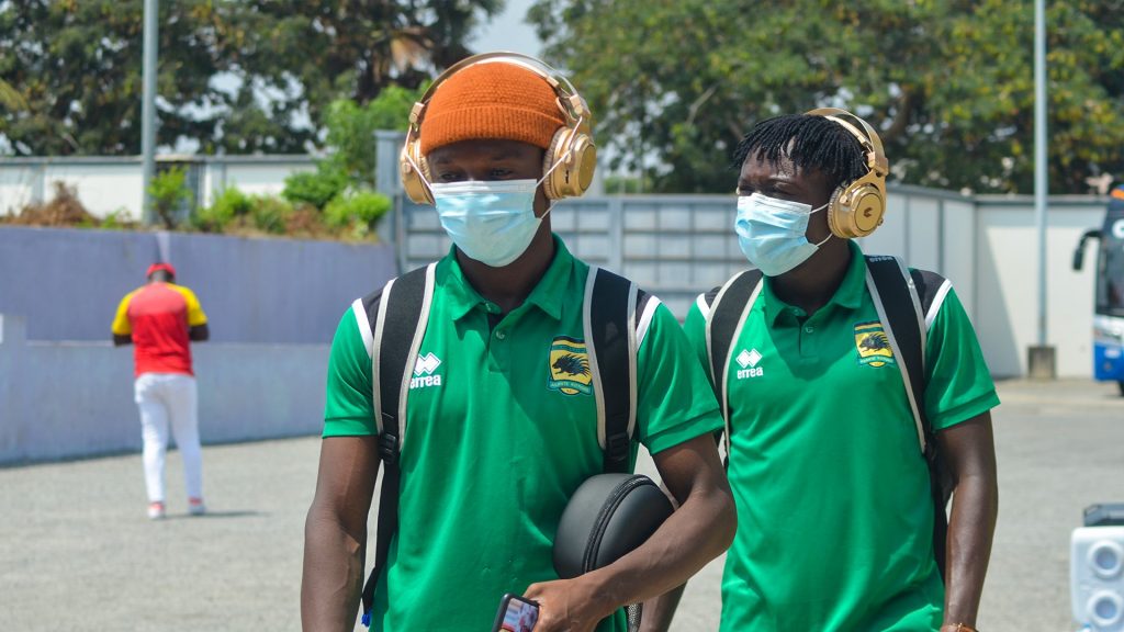 Asante Kotoko players arriving at the venue of the game.