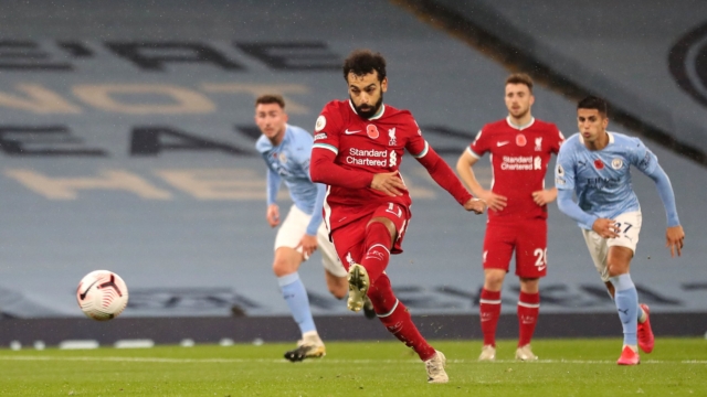 Mo Salah scoring from the spot against Citizens.