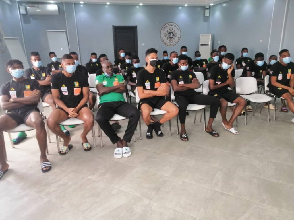 Young Indomitable Lions during technical meeting.