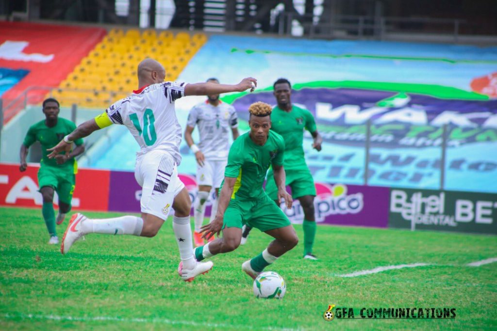 Black Stars skipper Andre Ayew in action against Sao Tome.