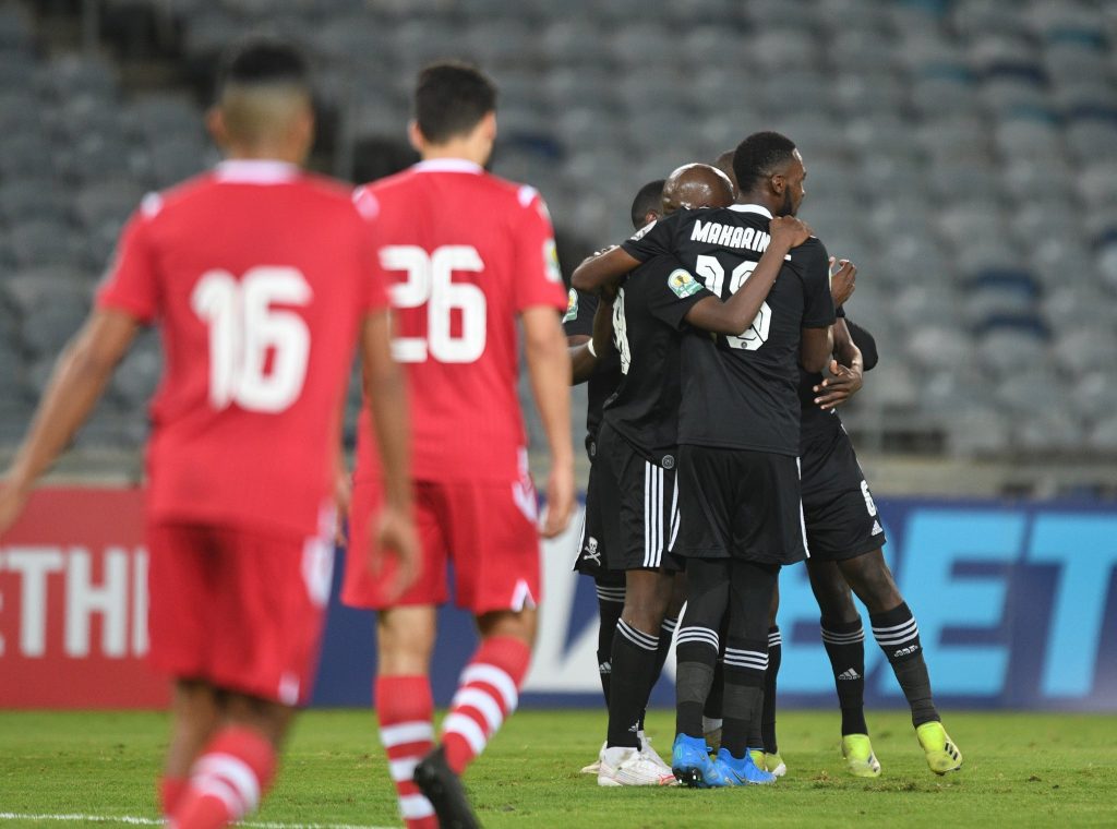 Orlando Pirates celebrating against Al Ahli Benghazi.