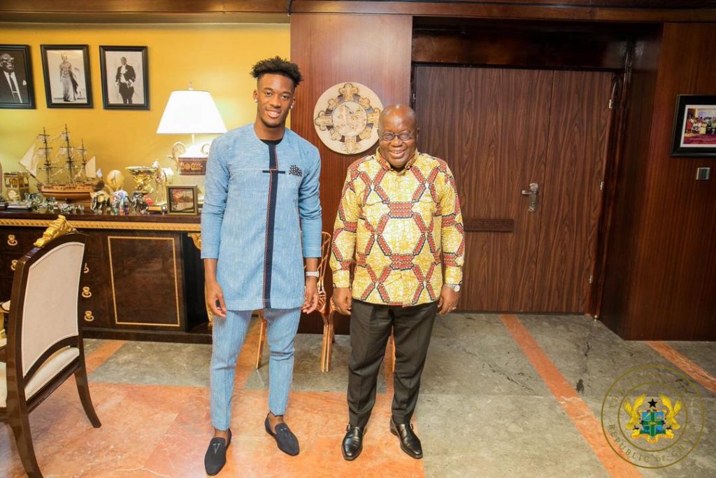 Cullum Hudson-Odoi with Ghana President H.E Nana Akufo-Addo.