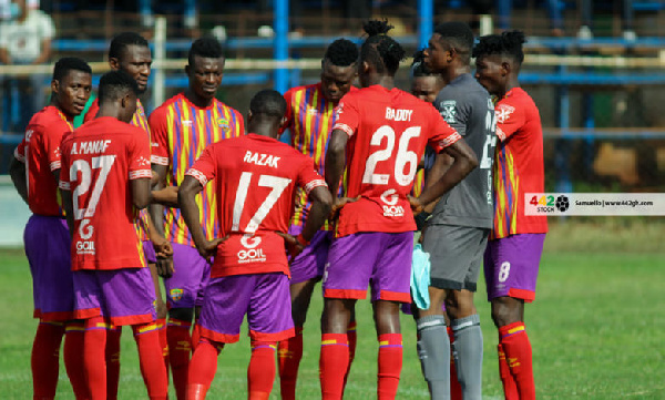 Hearts of Oak players during a  match.