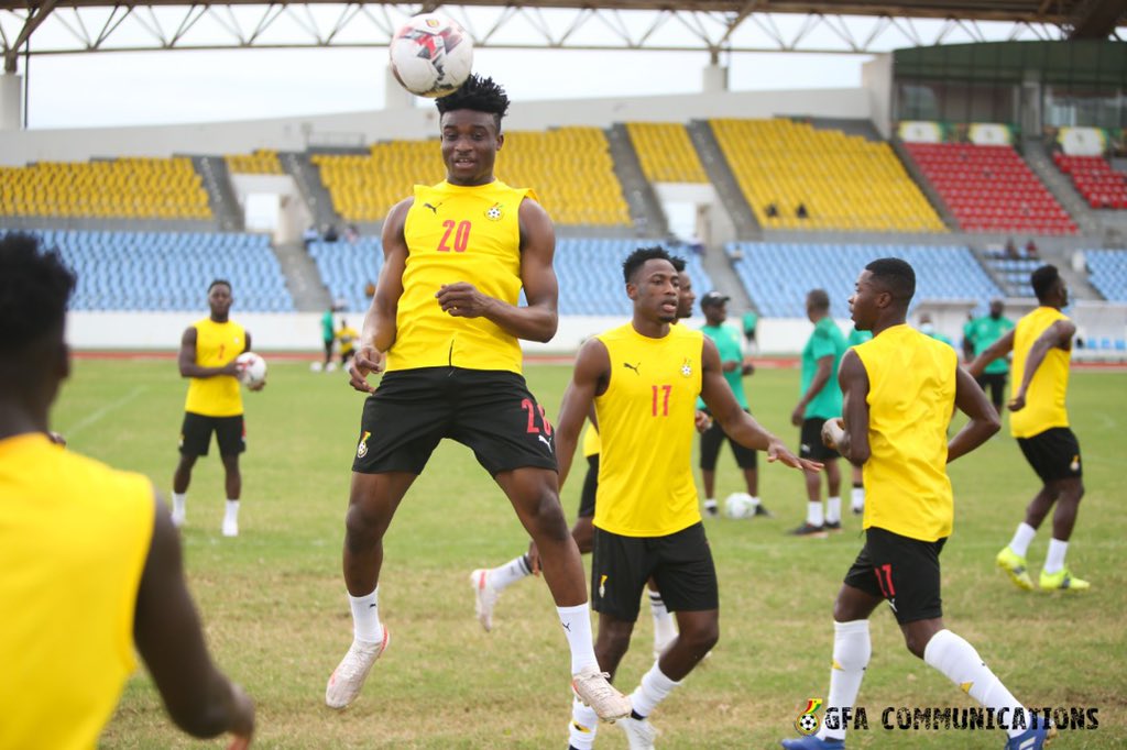 Mohammed Kudus and teammates during Thursday's training session. ©GFA