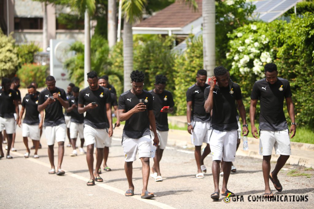 Black Stars are out for a walk ahead of their friendly vs Elephants. ©GFA
