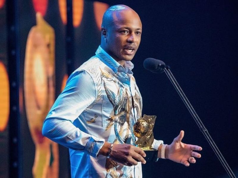 Andre Ayew reacts to his Ghana Footballer of the Year Award