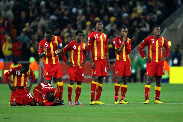 Ghana players during penalty shootouts against Uruguay.