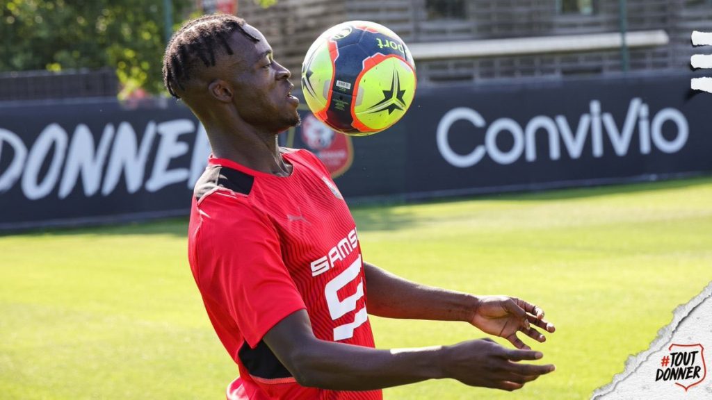 Kamaldeen Sulemana in action during his first training with Rennes.