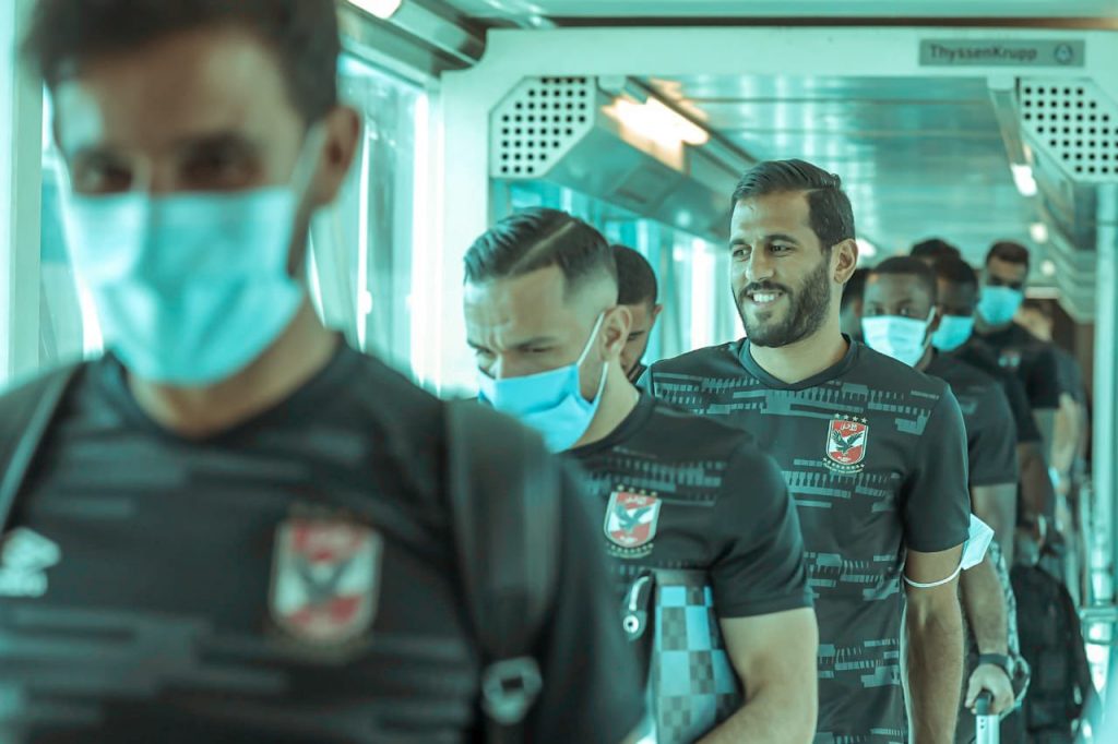 Al Ahly players at their arrival in Casablanca.