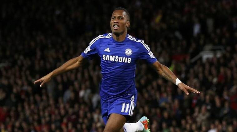 Didier Drogba performing his iconic eagle celebration.