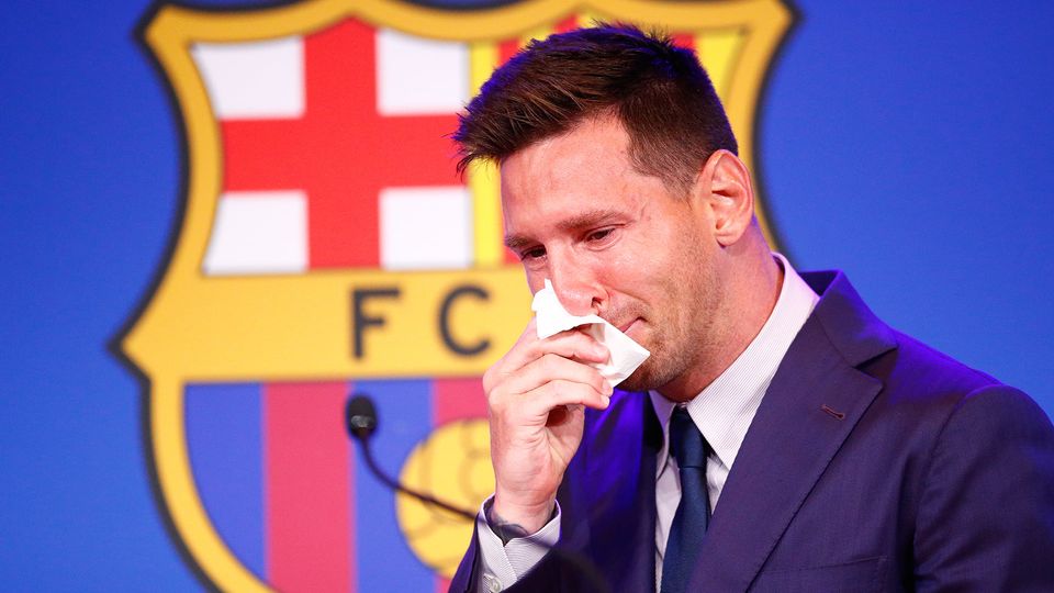 Lionel Messi couldn't hold his tears as he said goodbye to Barça.