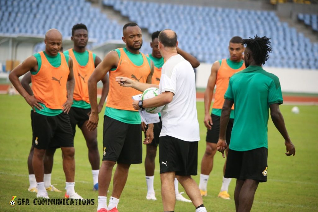 Ayew brothers and teammates during Thursday's training session.
