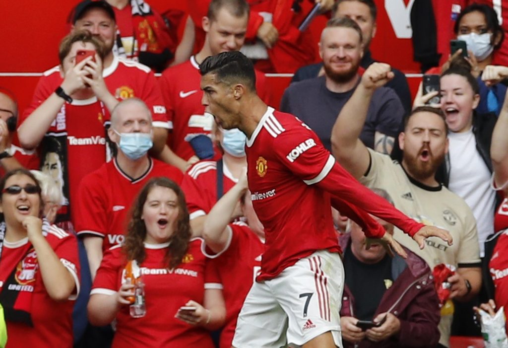 Cristiano Ronaldo celebrating a goal against Newcastle. ©Reuters