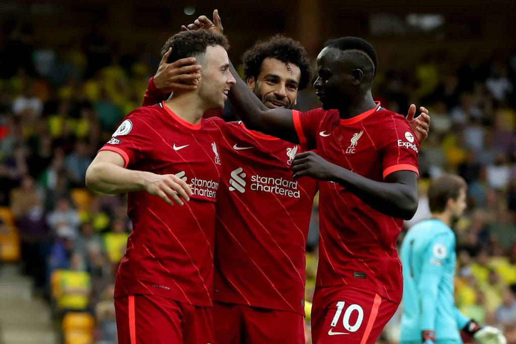 Former Liverpool front three, Jota, Salah, and Mane.