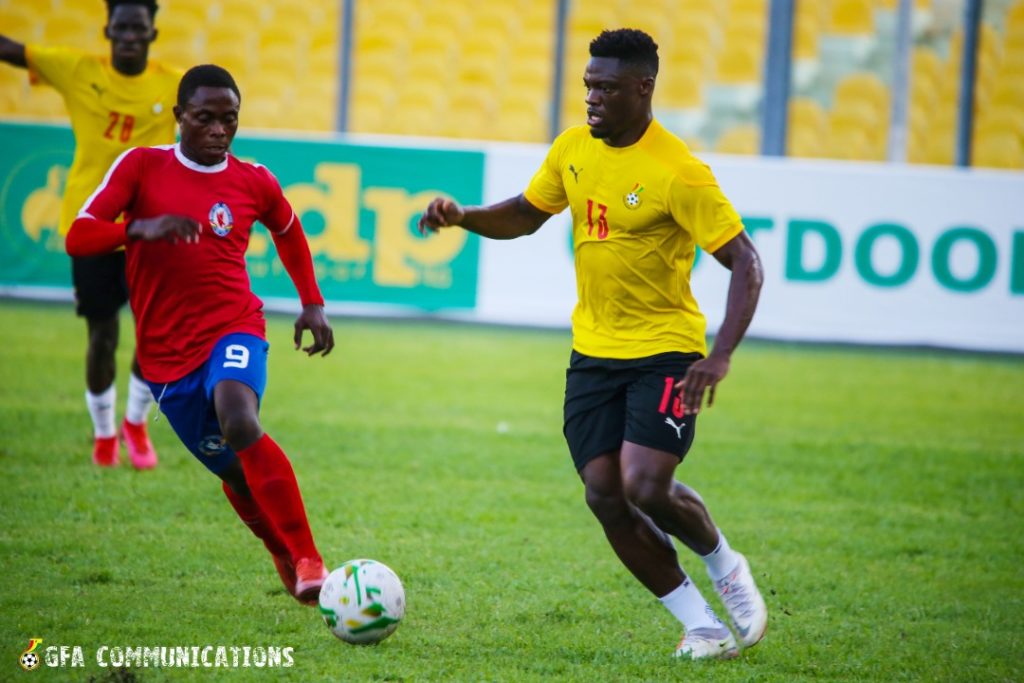 Caleb Ekuban in action against Golden Kick.