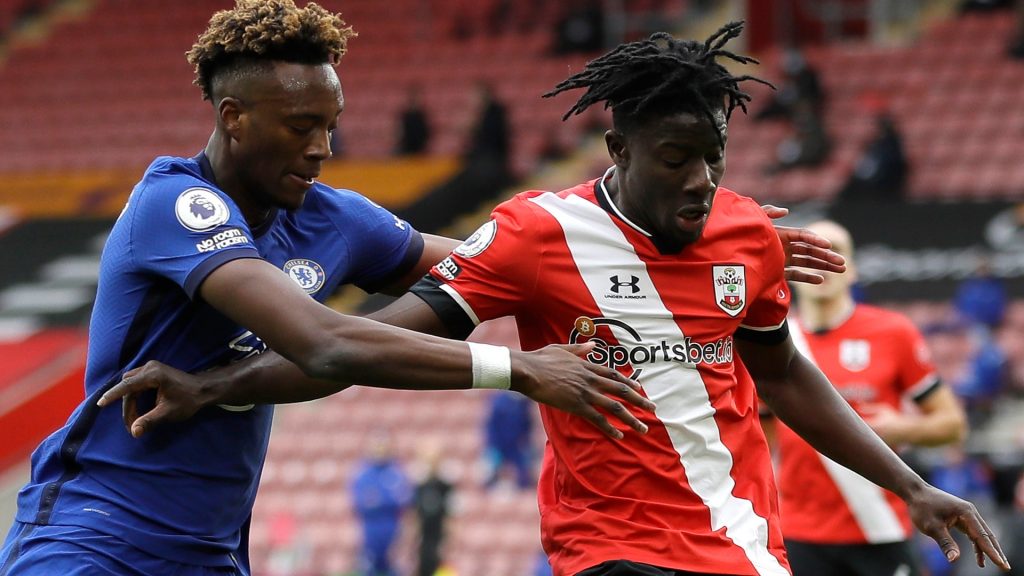 Mohammed Salisu in action vs ex-Chelsea forward Tammy Abraham.