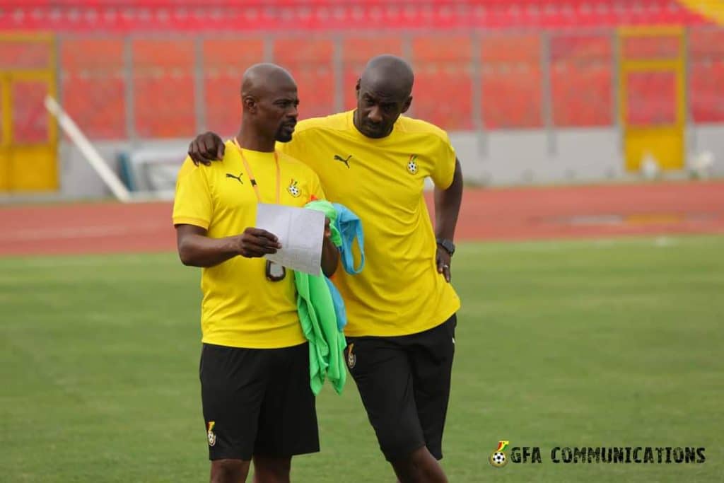 Otto Addo and Ibrahim Tanko during Black Stars training.