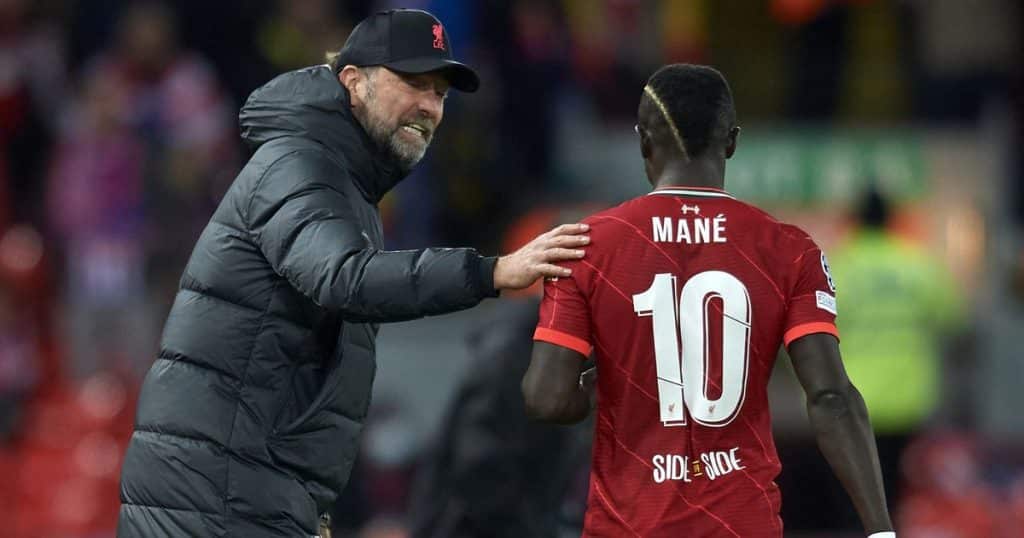 Jürgen Klopp with Sadio Mane.