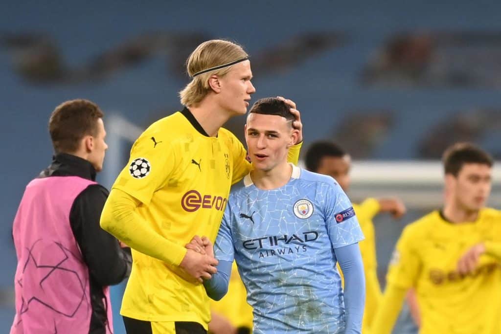 Erling Haaland and Phil Foden as Dortmund, Man City faced off last season in UCL.