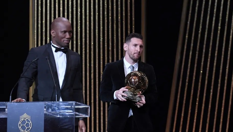 Didier Drogba and Leo Messi during Ballon d'Or 2019 ceremony.