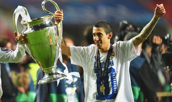 Angel Di Maria celebrating the 2014 UCL title with Real Madrid.