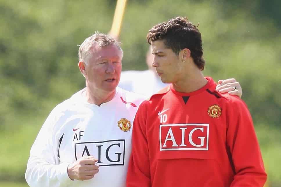 Cristiano Ronaldo and Sir Alex Ferguson in his first days at Man United.