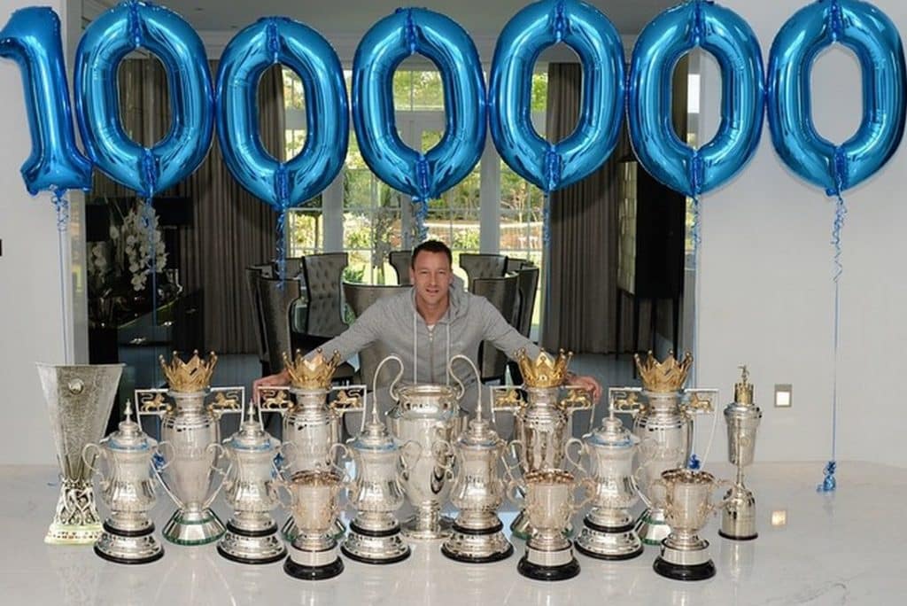 John Terry and his trophies at Chelsea.