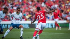 Emmanuel Dennis in Action against Tottenham