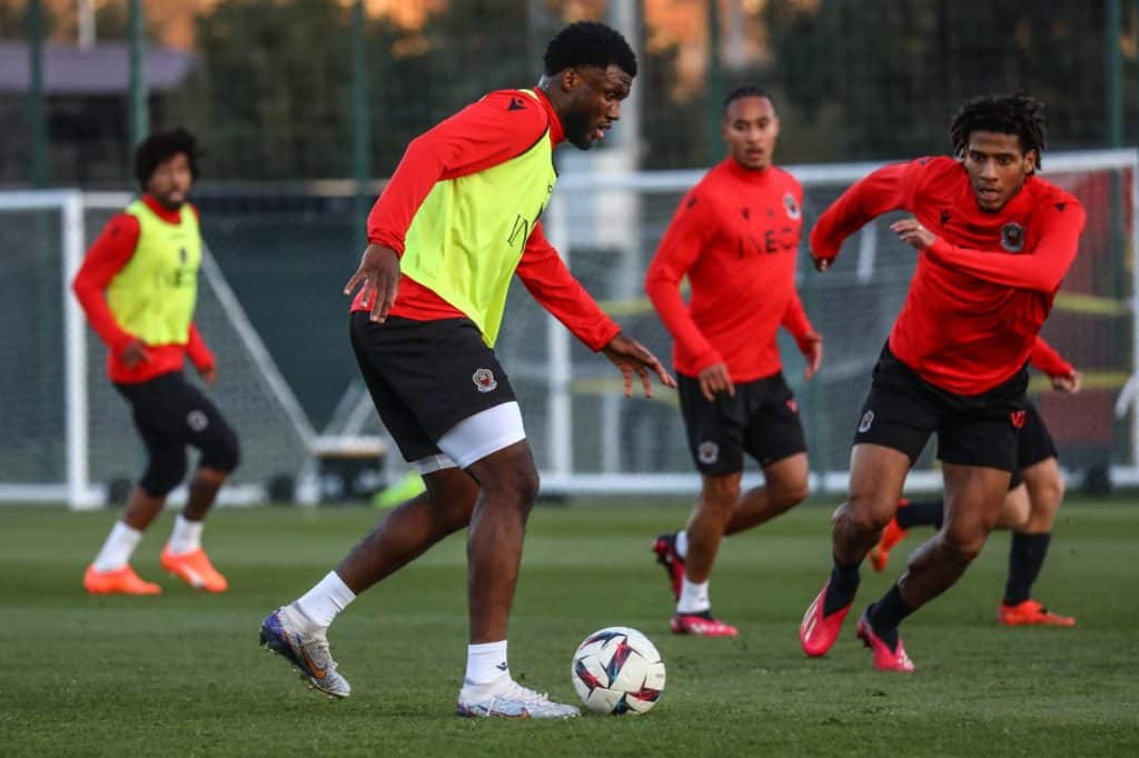 Terem Moffi during his first training session with OGC Nice.